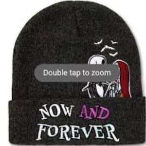 Nightmare Before Christmas Jack/Sally “Now and Forever” Knit Cap NWT.